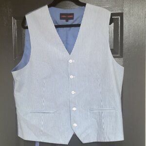Linea Uomo Light Blue Pinstripe Men's Vest, pit to pit 23”. 451
